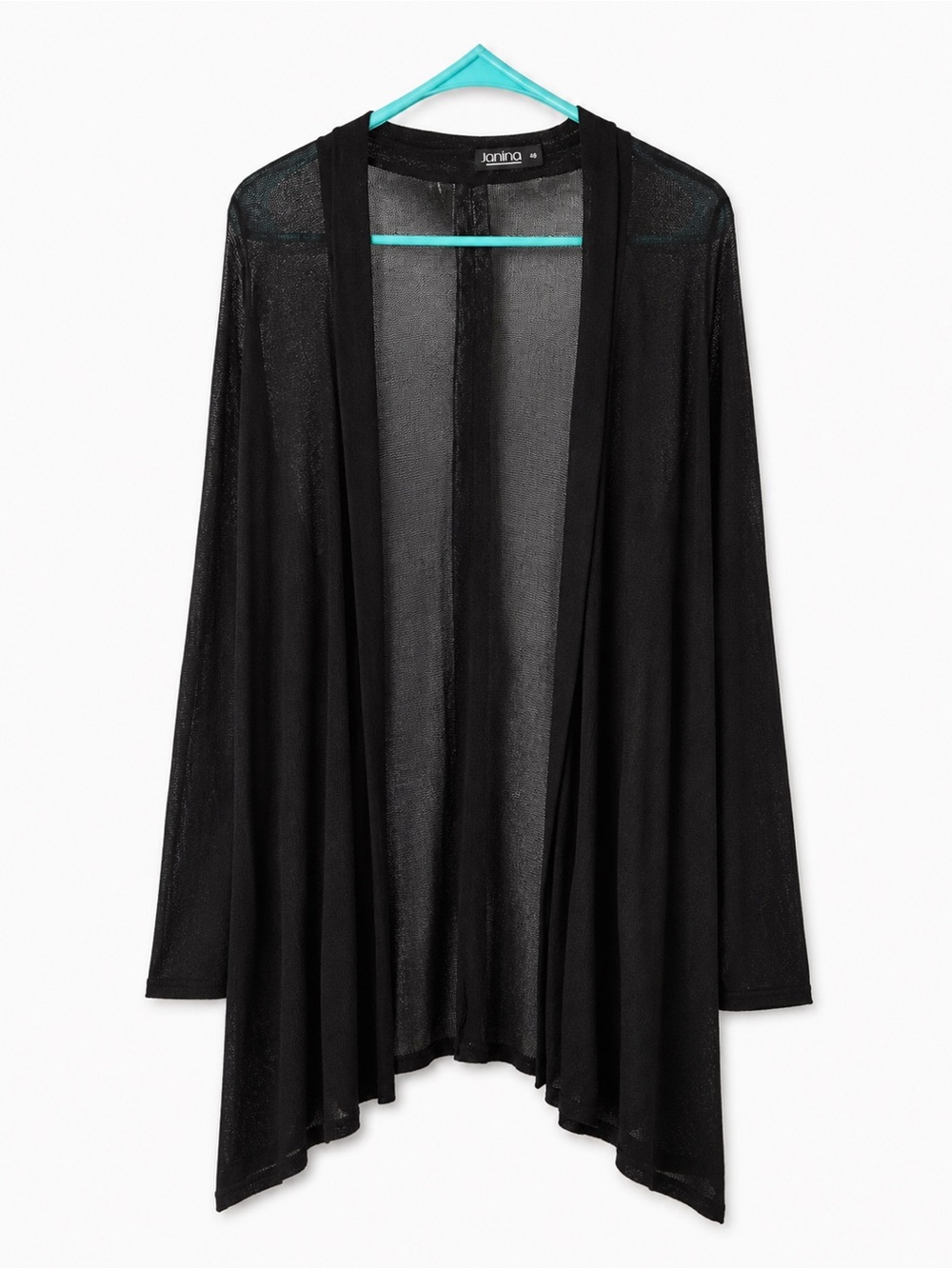 Janina Sheer Black Open-Front Draped Cardigan